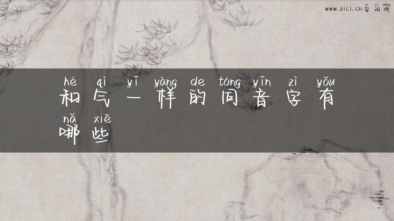 和气一样的同音字有哪些