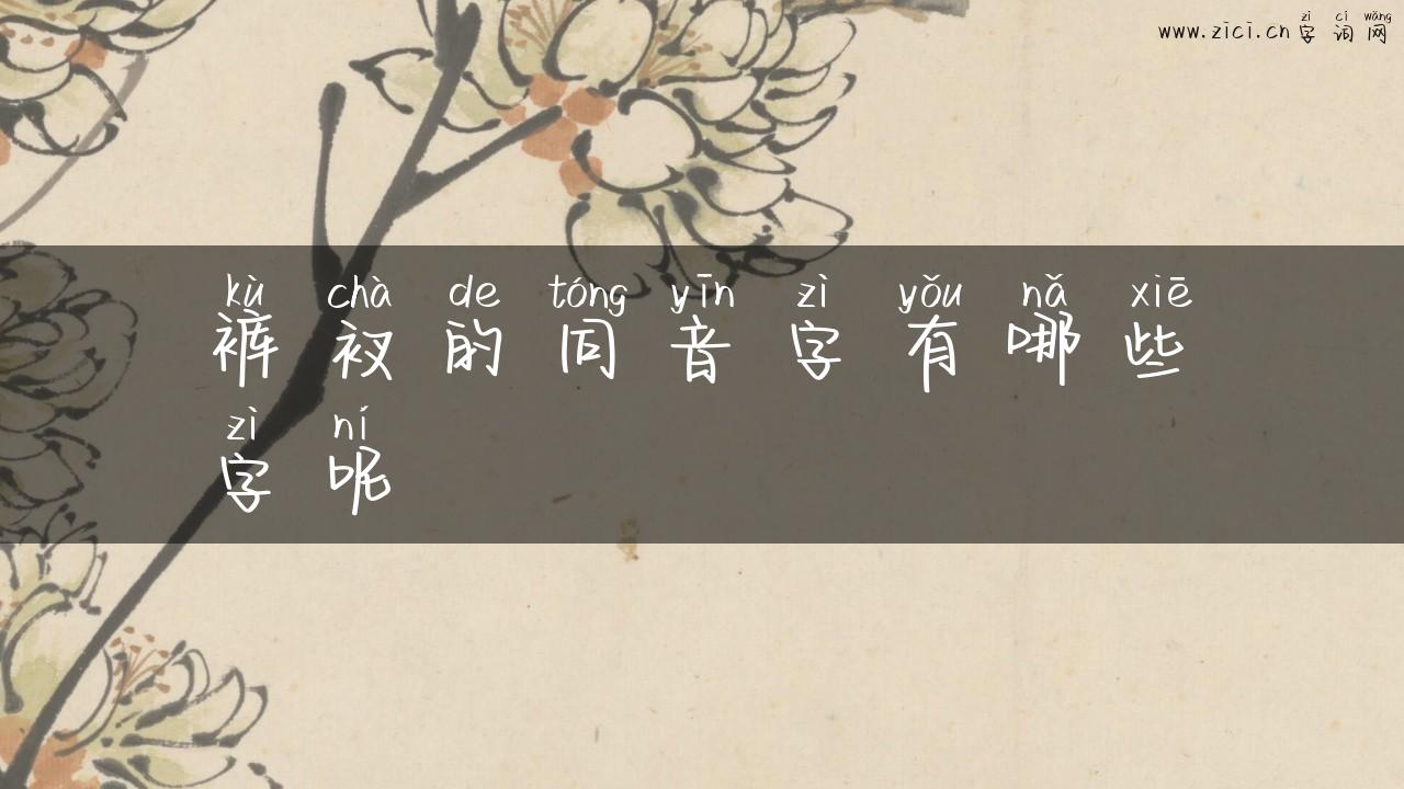 裤衩的同音字有哪些字呢