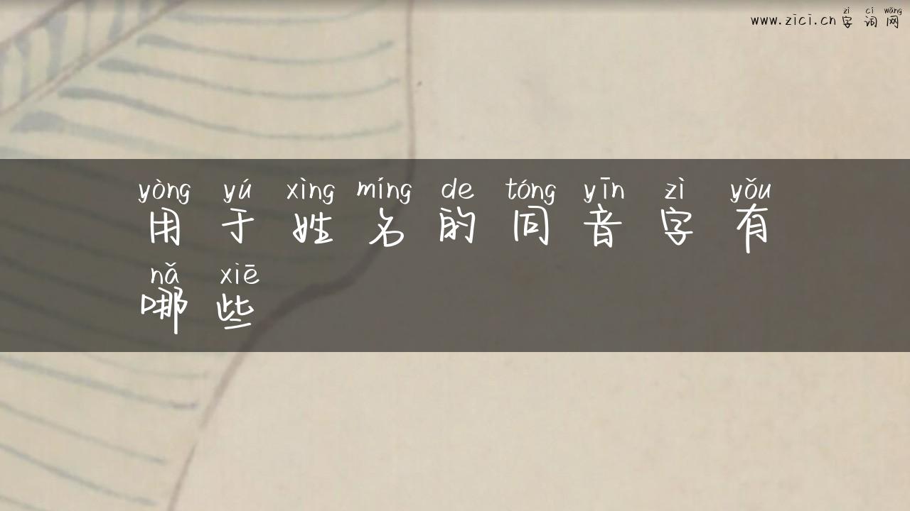 用于姓名的同音字有哪些