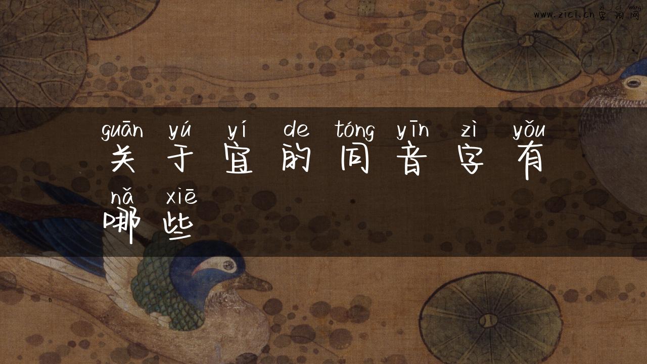 关于宜的同音字有哪些