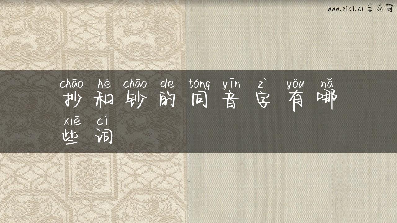 抄和钞的同音字有哪些词