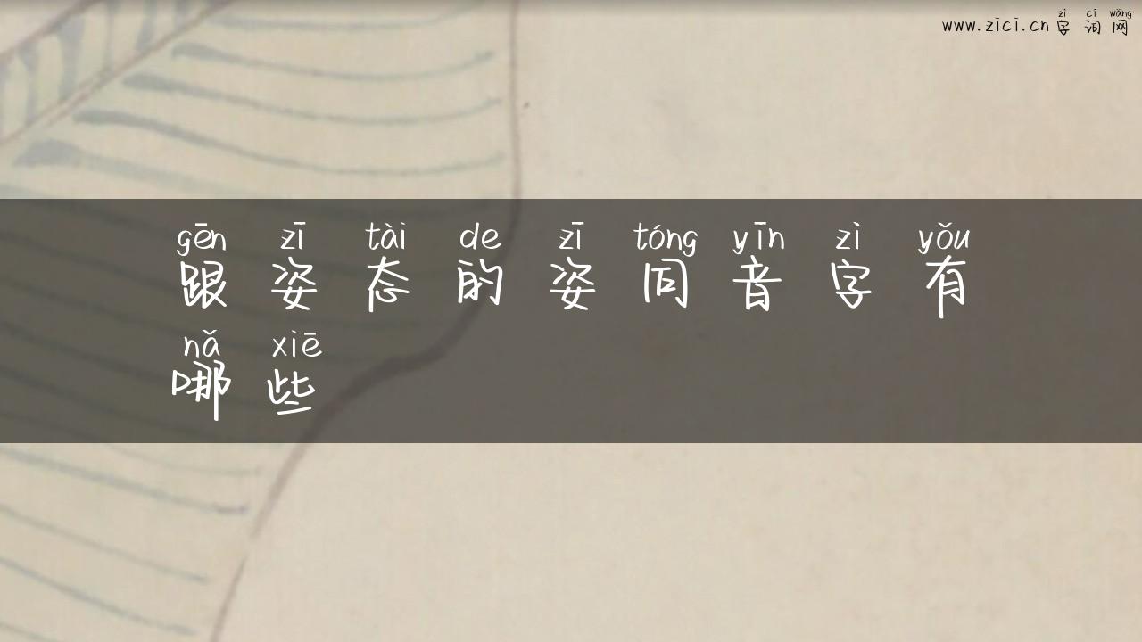 跟姿态的姿同音字有哪些