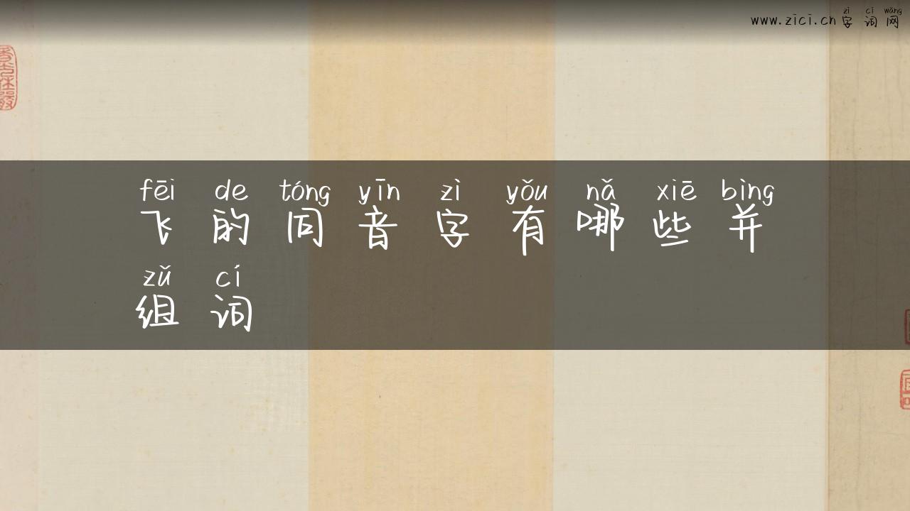 飞的同音字有哪些并组词
