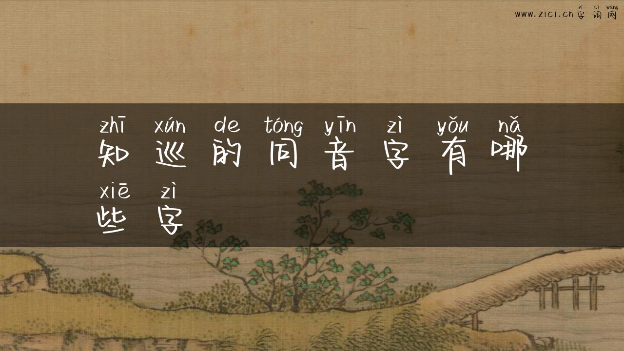 知巡的同音字有哪些字