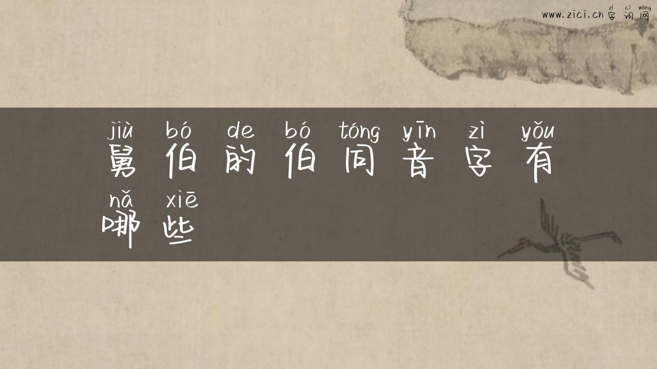 舅伯的伯同音字有哪些