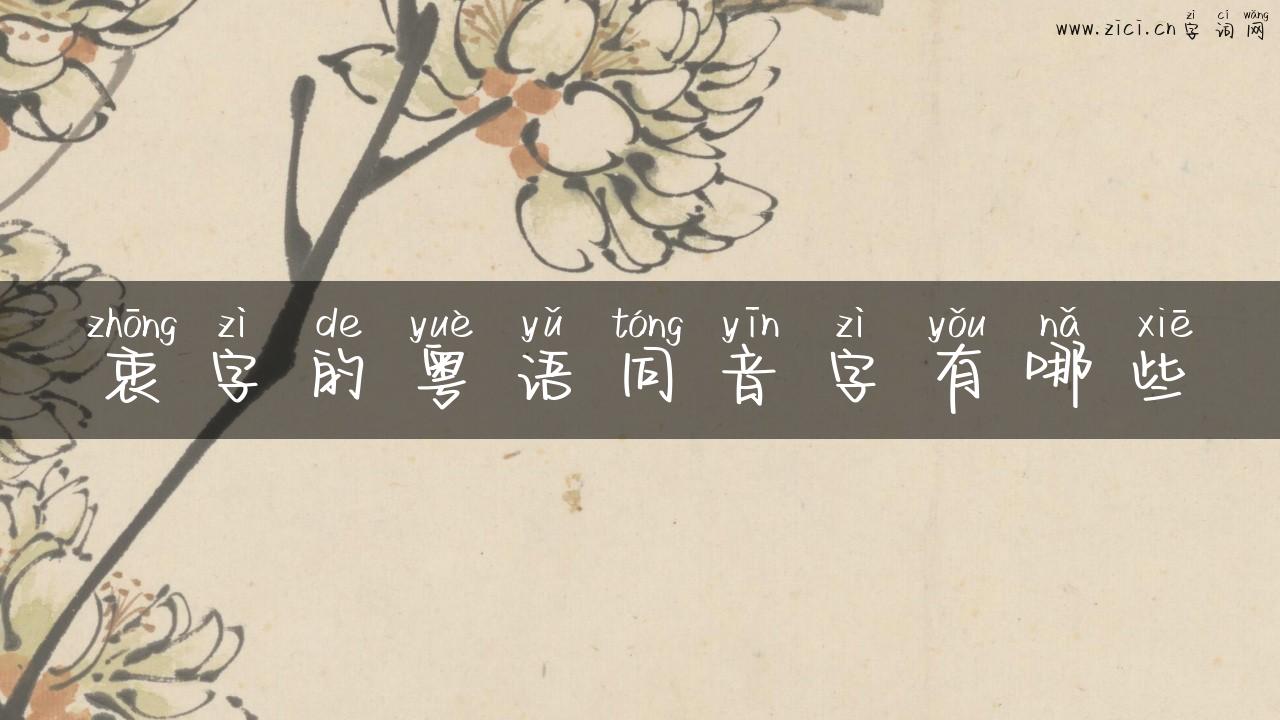 衷字的粤语同音字有哪些