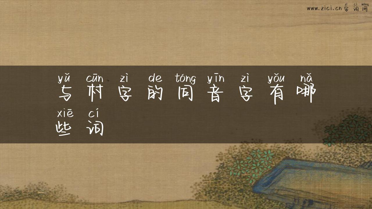 与村字的同音字有哪些词
