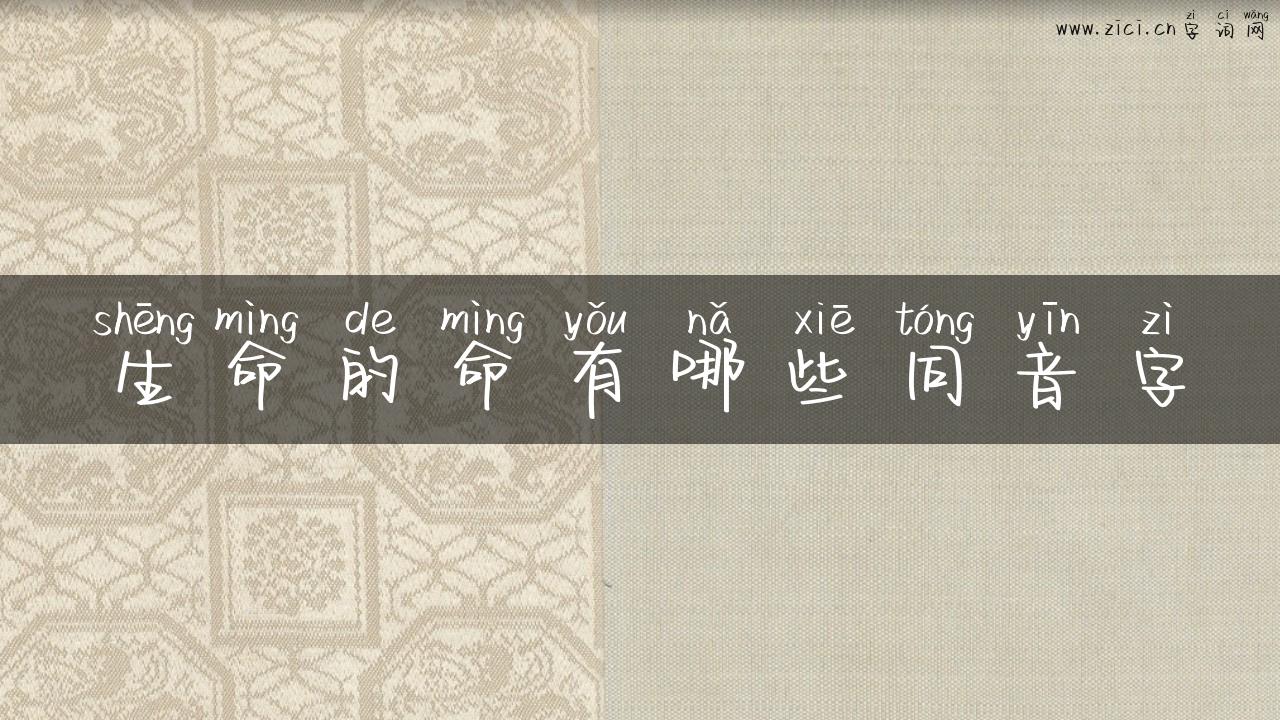 生命的命有哪些同音字