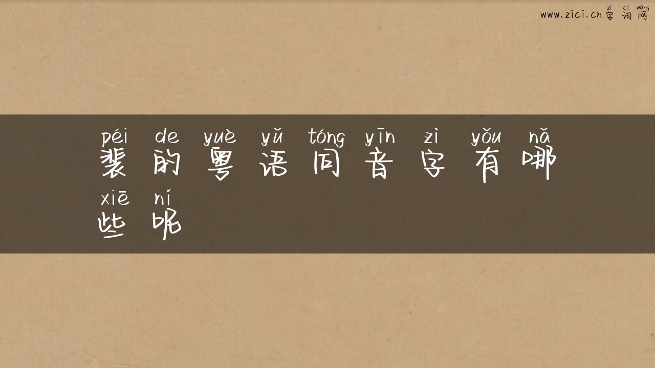 裴的粤语同音字有哪些呢