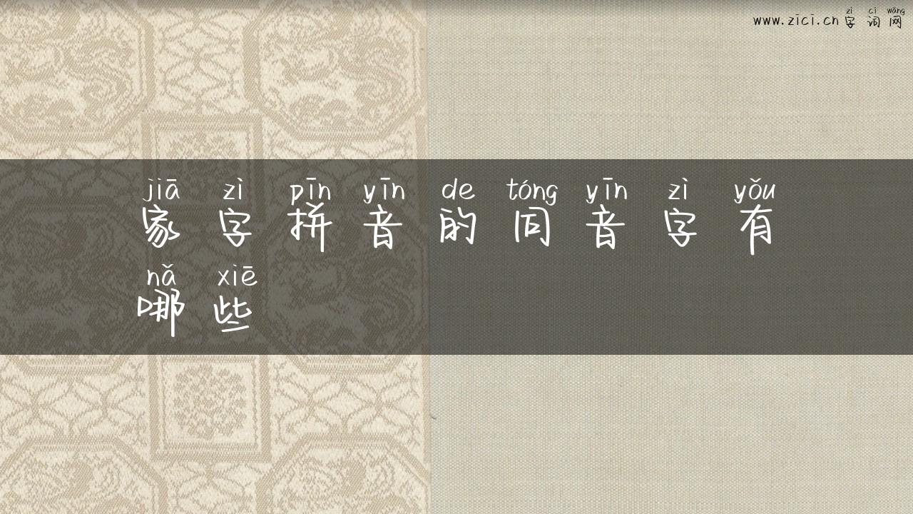 家字拼音的同音字有哪些