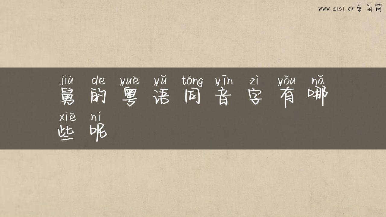 舅的粤语同音字有哪些呢