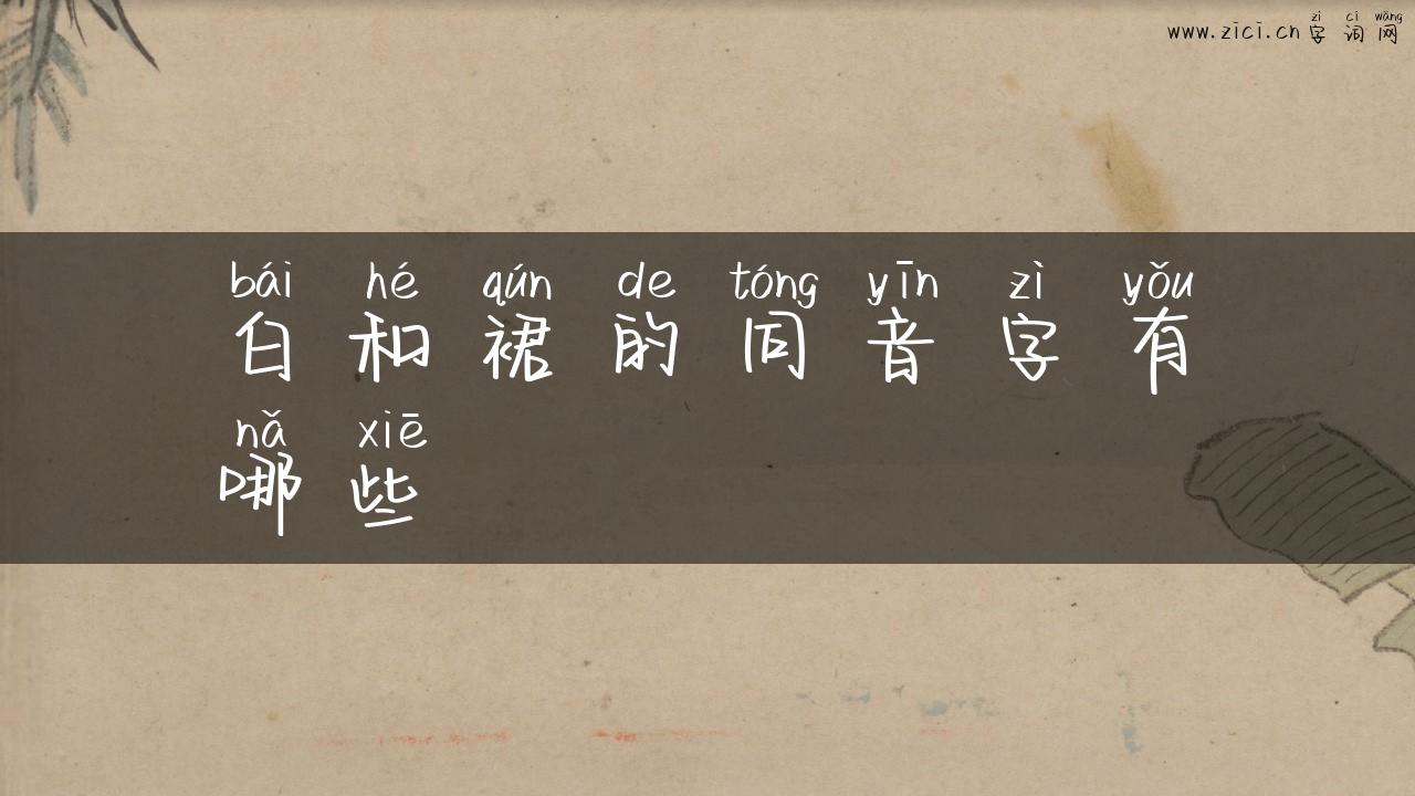 白和裙的同音字有哪些