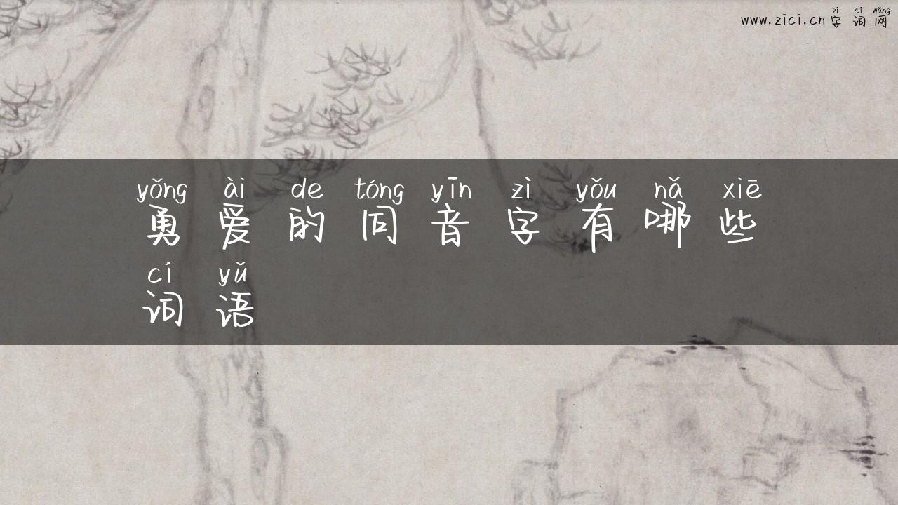 勇爱的同音字有哪些词语