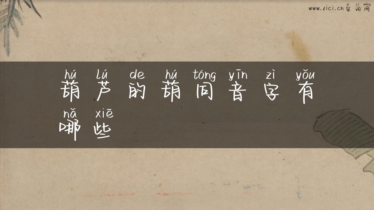 葫芦的葫同音字有哪些