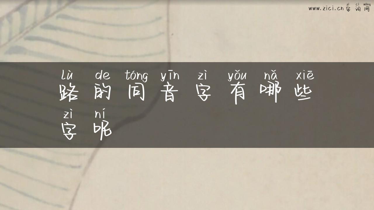 路的同音字有哪些字呢