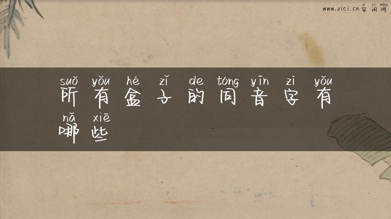 所有盒子的同音字有哪些