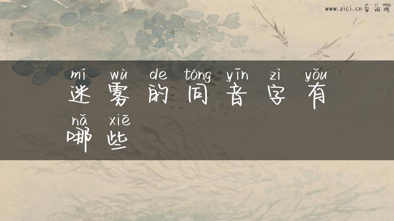 迷雾的同音字有哪些
