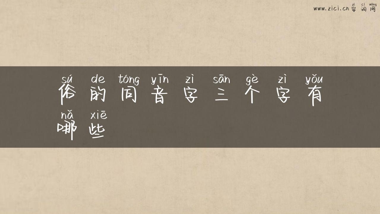 俗的同音字三个字有哪些