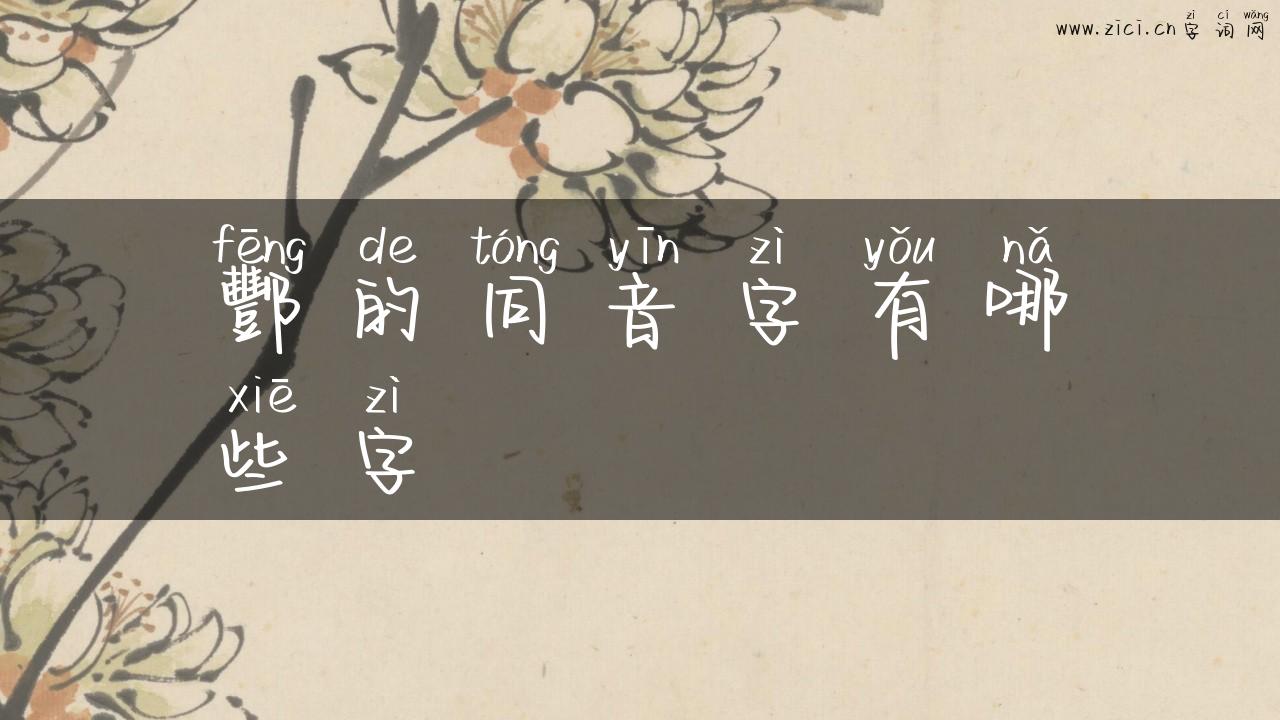 酆的同音字有哪些字