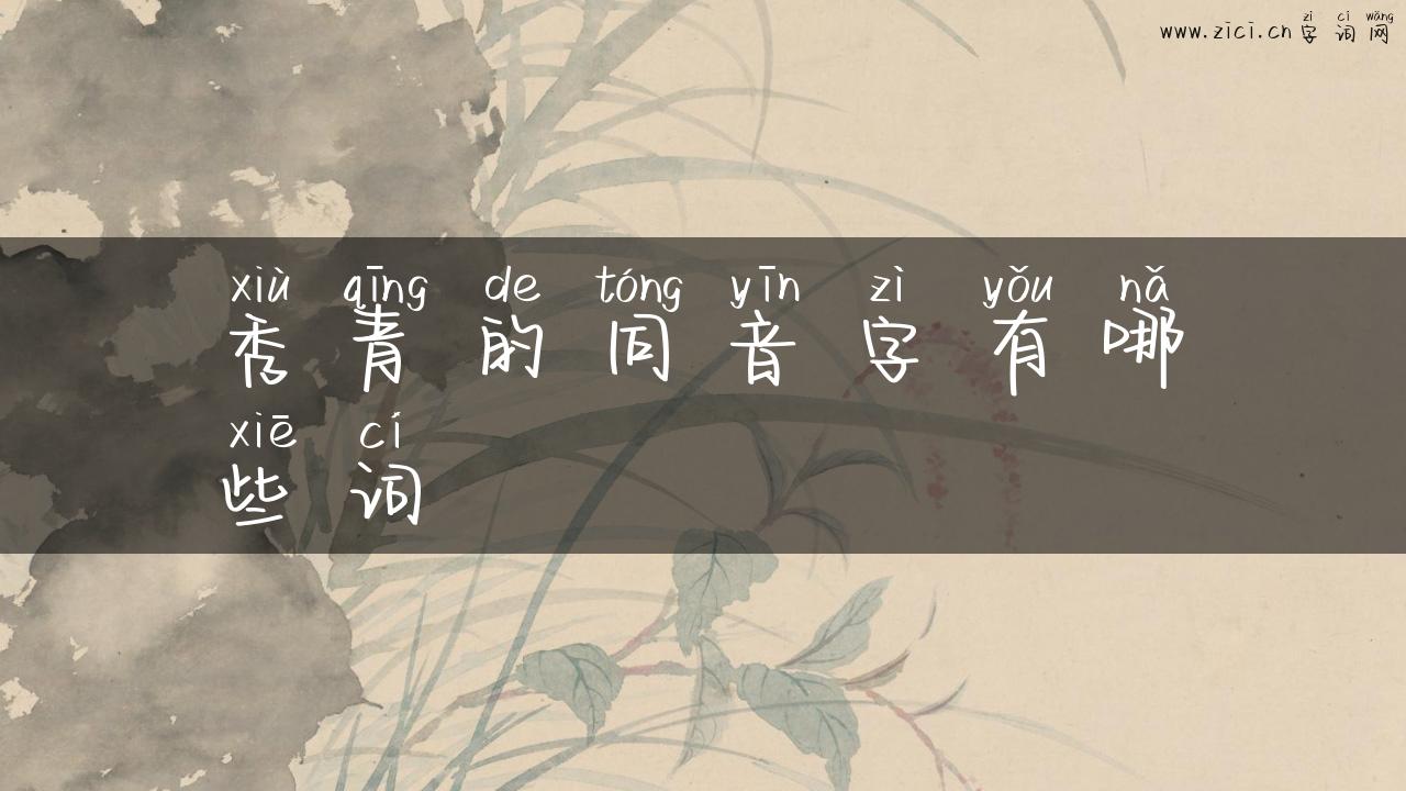 秀青的同音字有哪些词