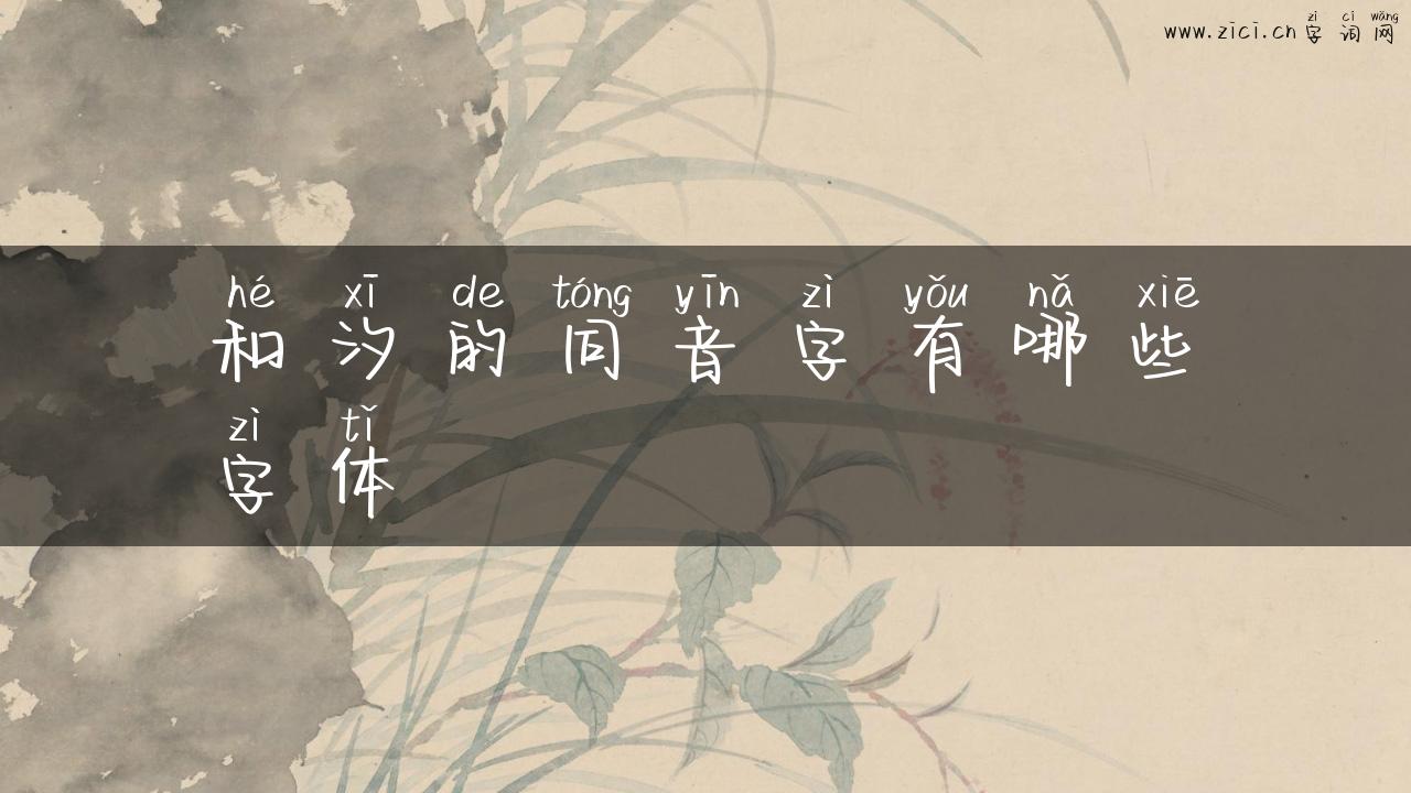 和汐的同音字有哪些字体
