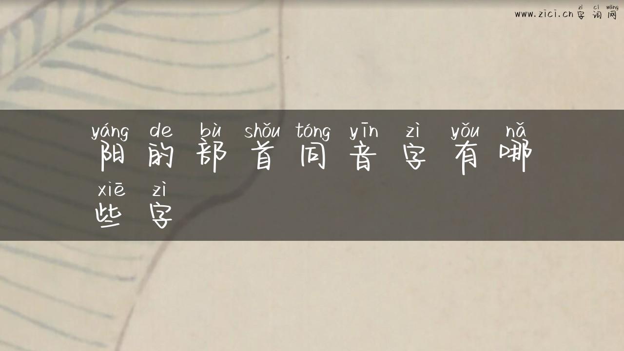 阳的部首同音字有哪些字