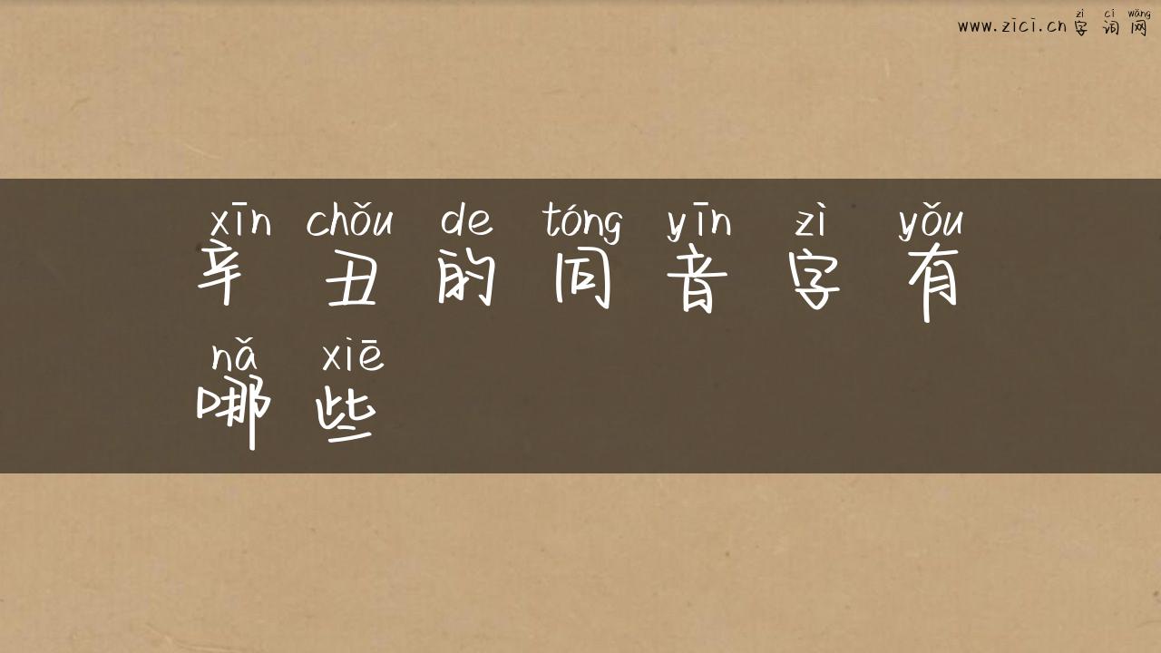 辛丑的同音字有哪些