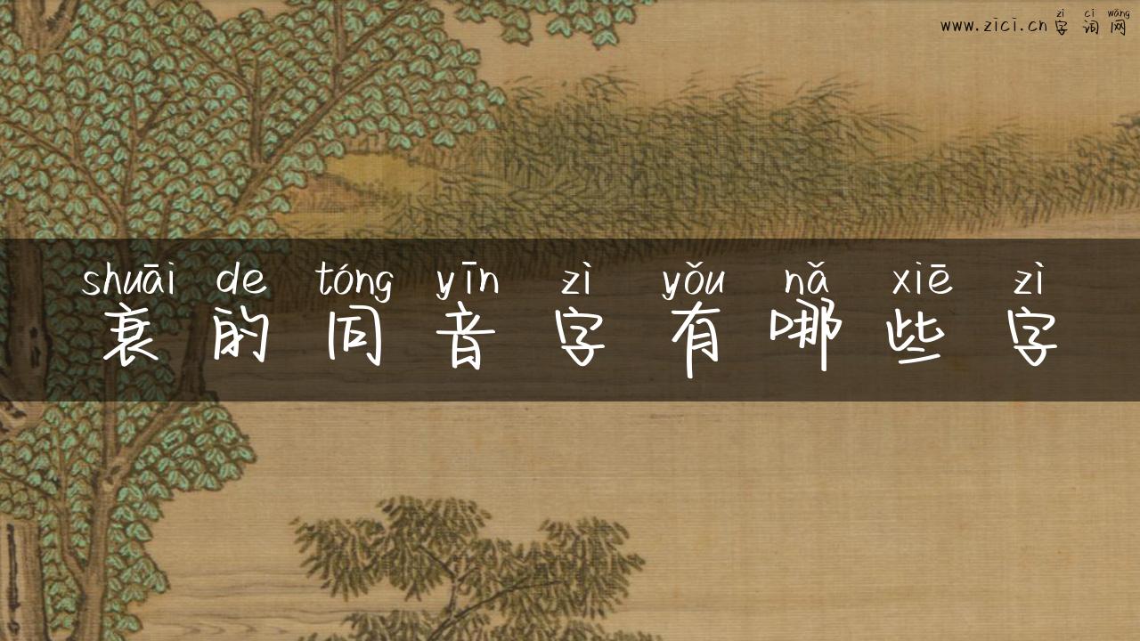 衰的同音字有哪些字