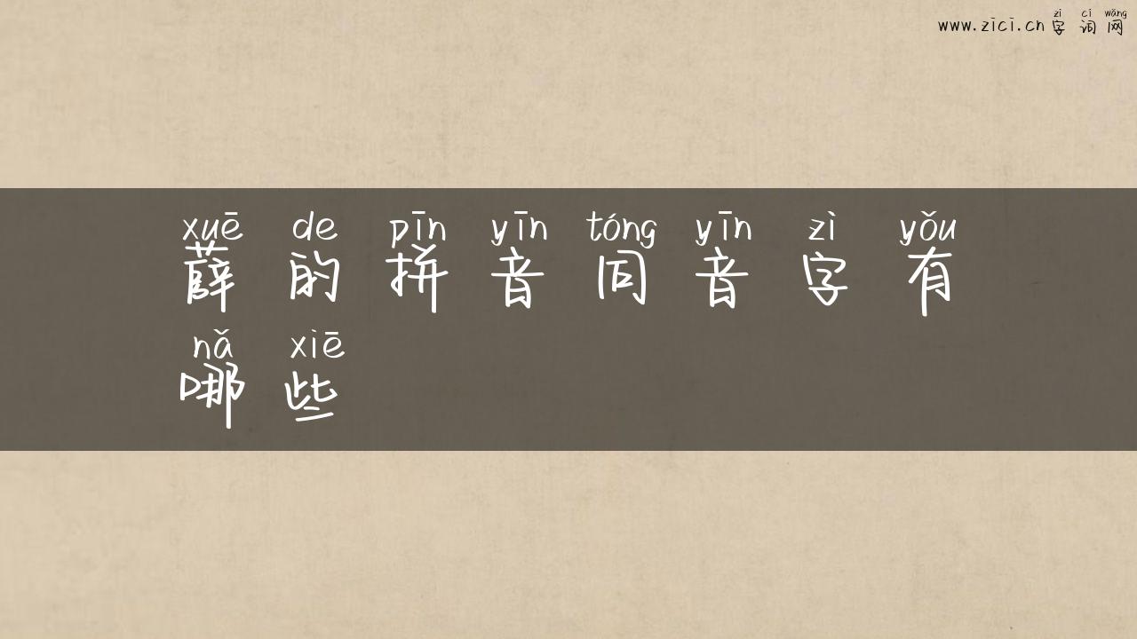 薛的拼音同音字有哪些