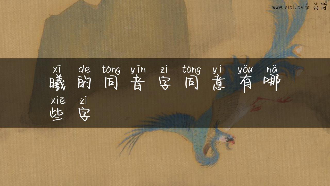 曦的同音字同意有哪些字