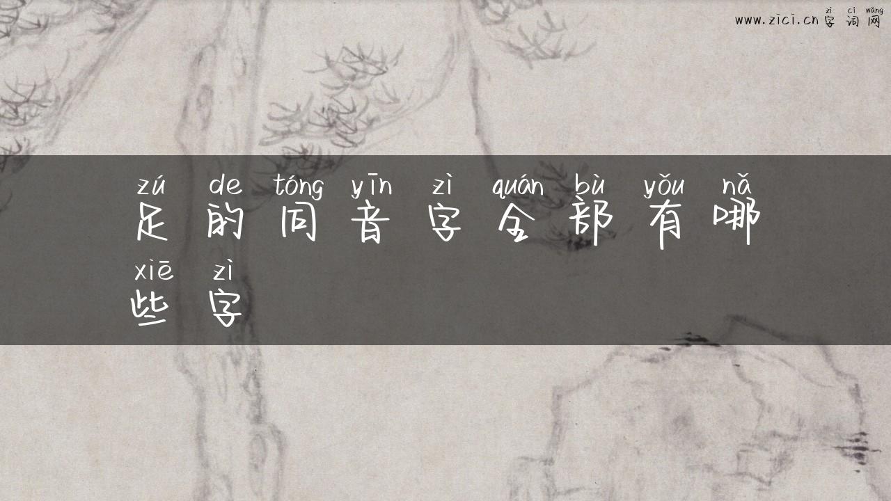 足的同音字全部有哪些字