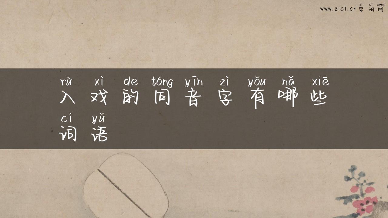 入戏的同音字有哪些词语
