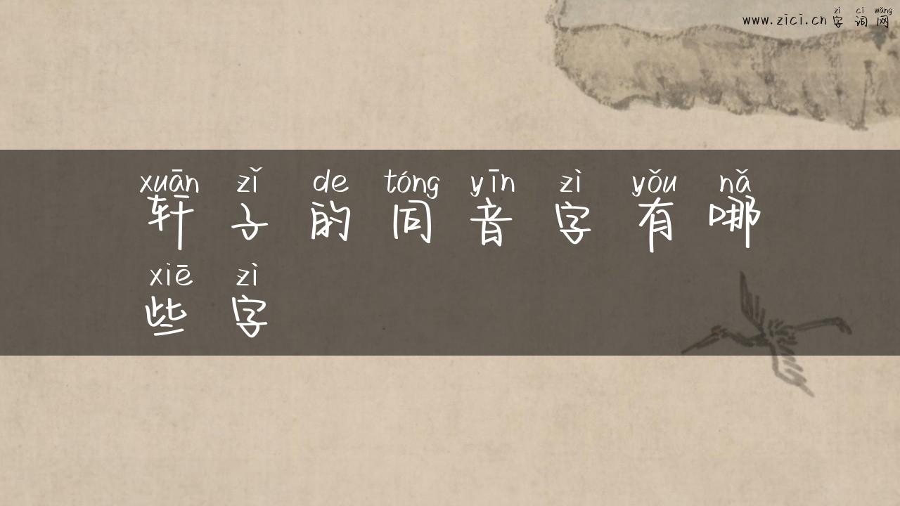 轩子的同音字有哪些字