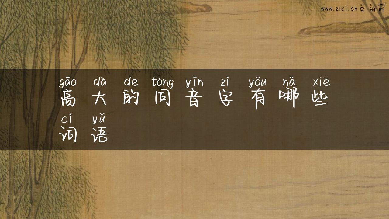 高大的同音字有哪些词语