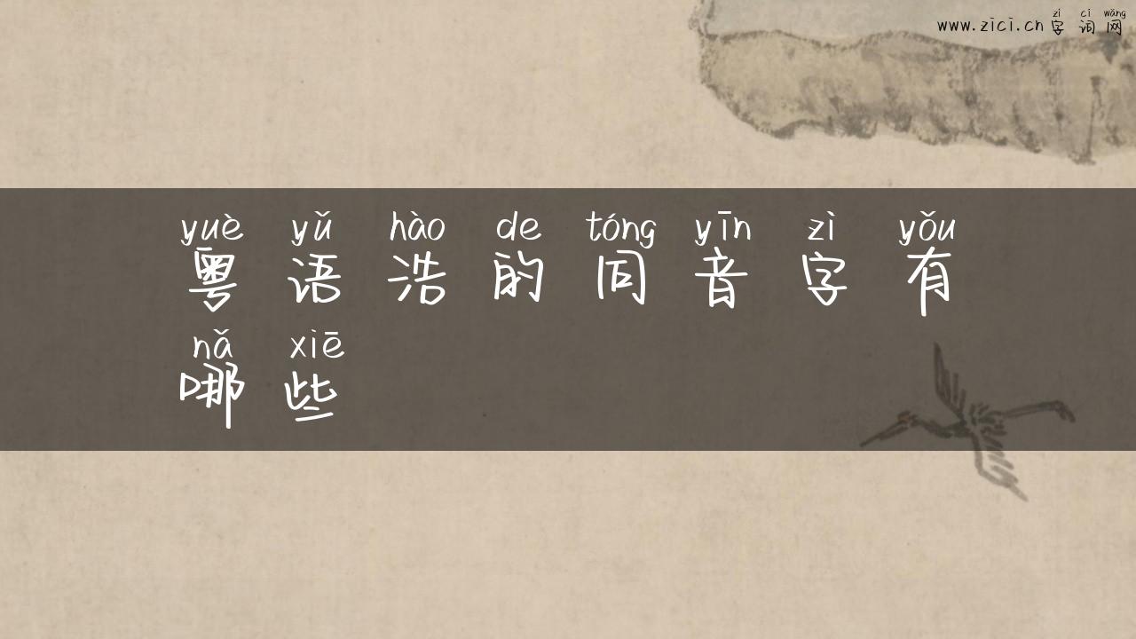 粤语浩的同音字有哪些
