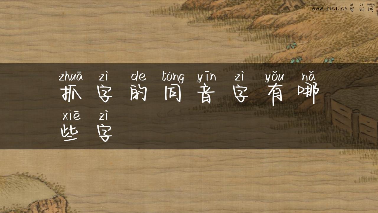 抓字的同音字有哪些字