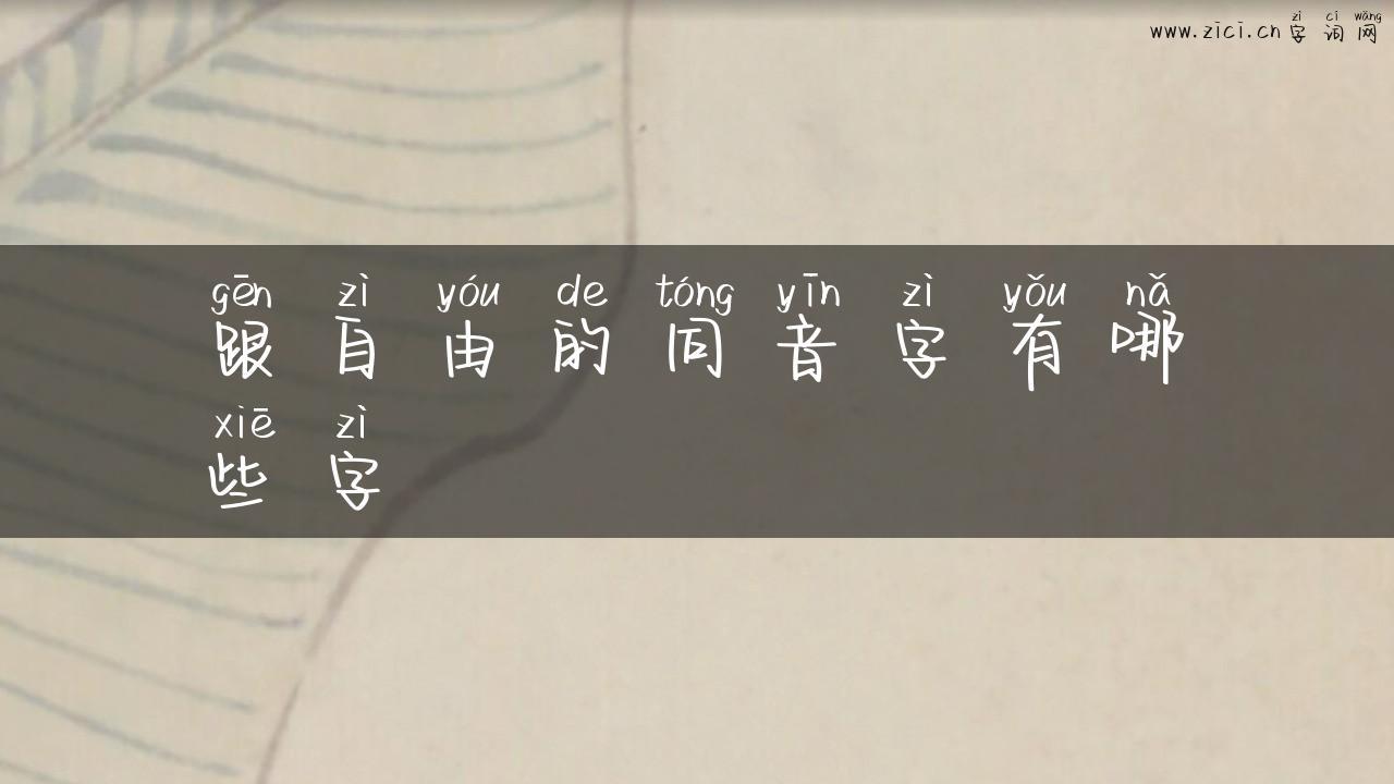 跟自由的同音字有哪些字