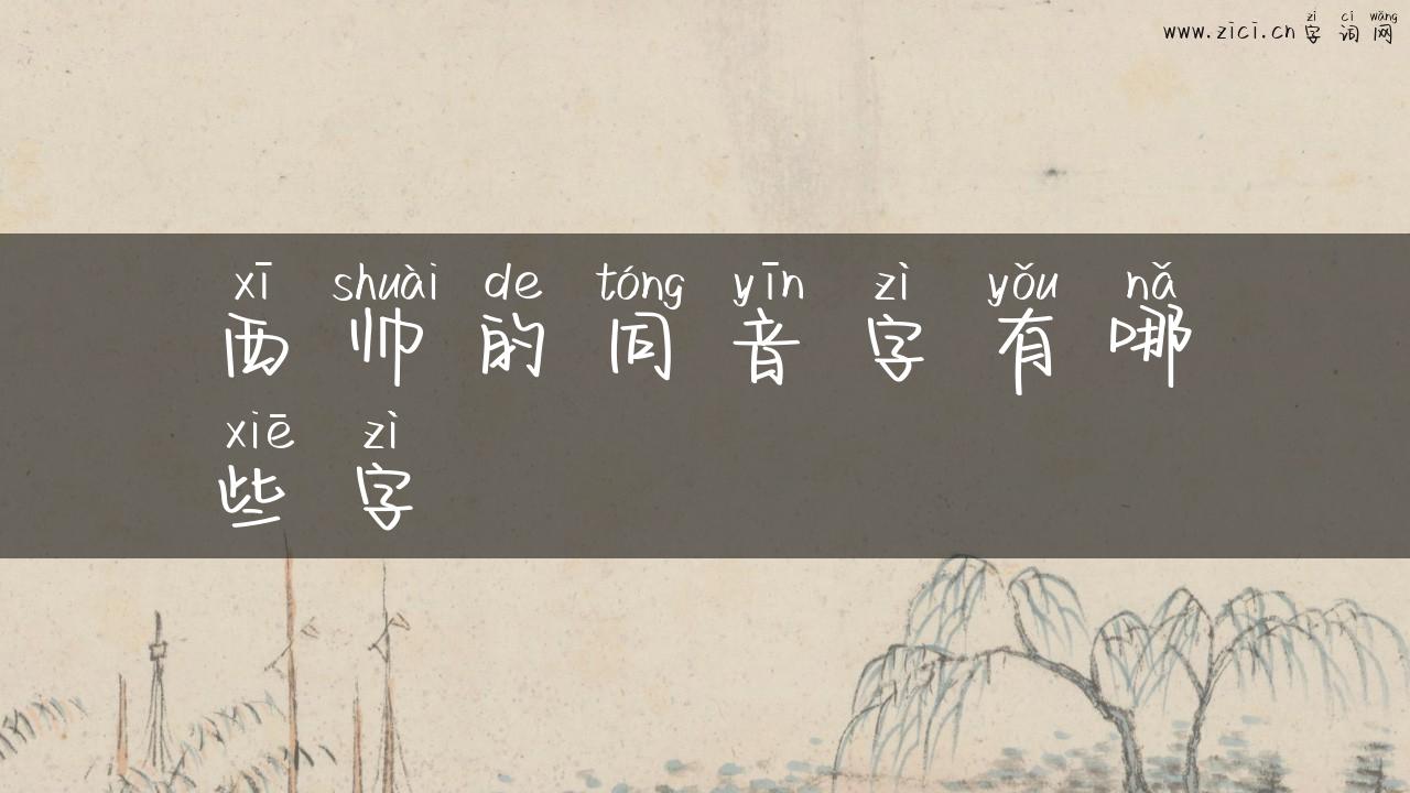 西帅的同音字有哪些字