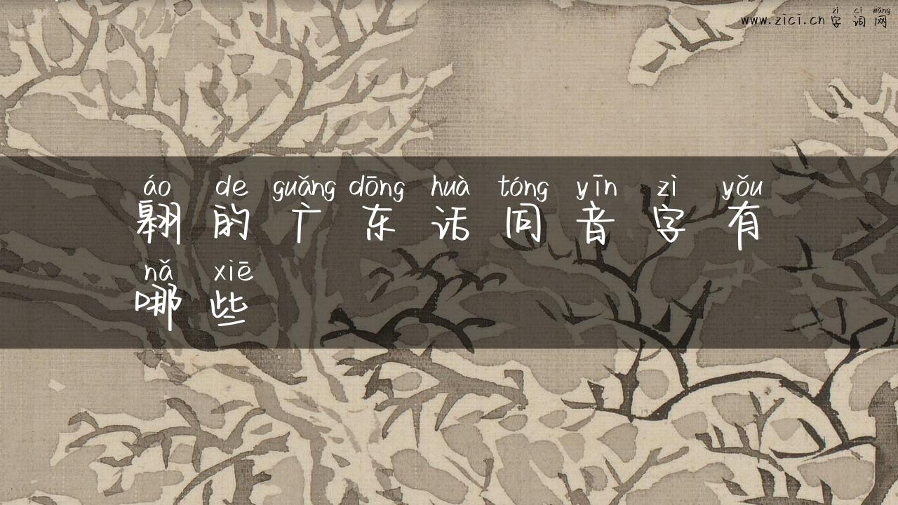 翱的广东话同音字有哪些