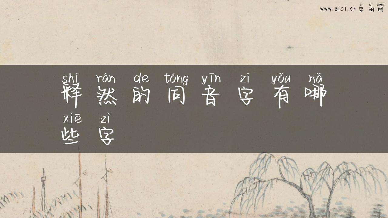 释然的同音字有哪些字