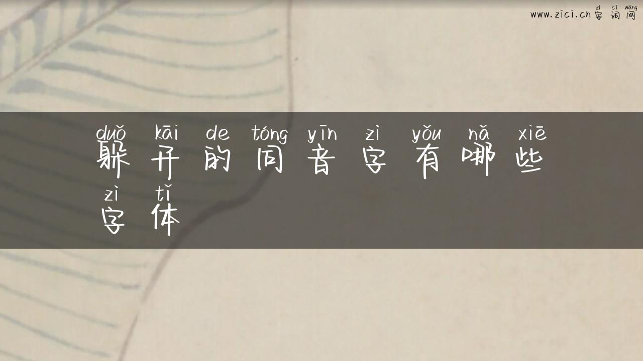 躲开的同音字有哪些字体