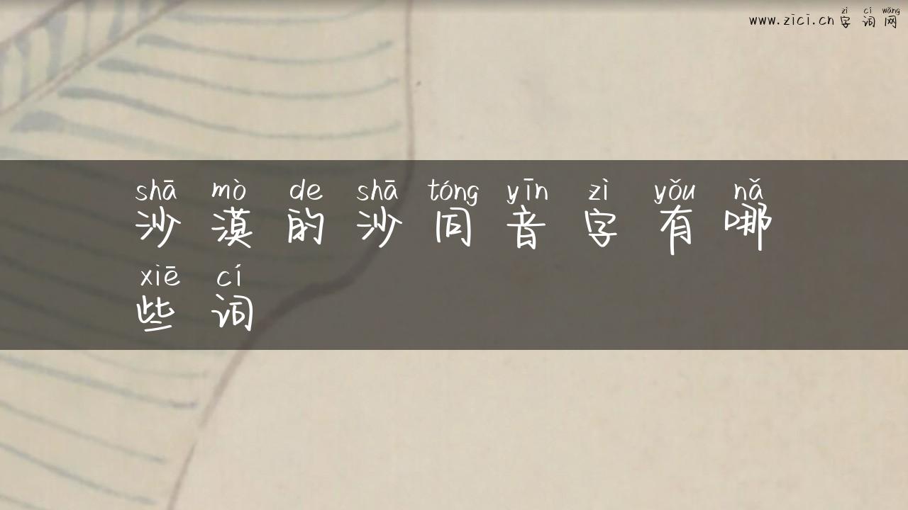沙漠的沙同音字有哪些词