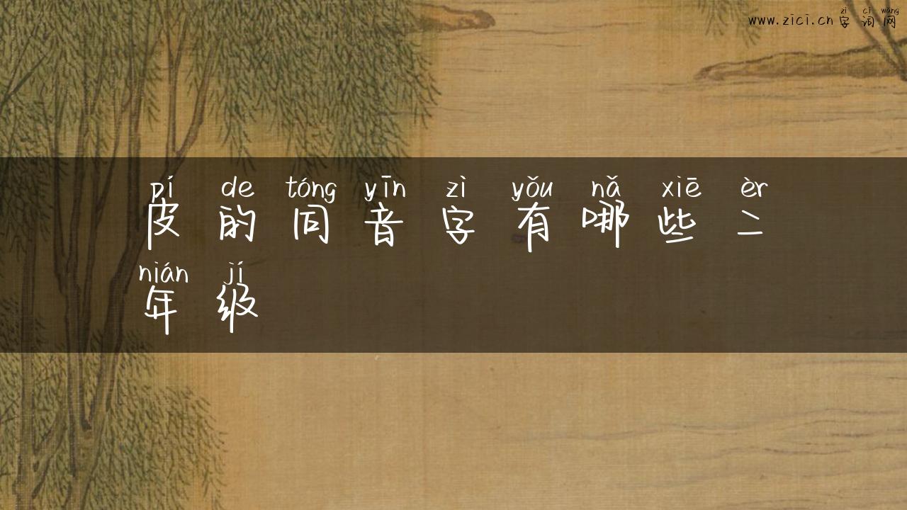皮的同音字有哪些二年级