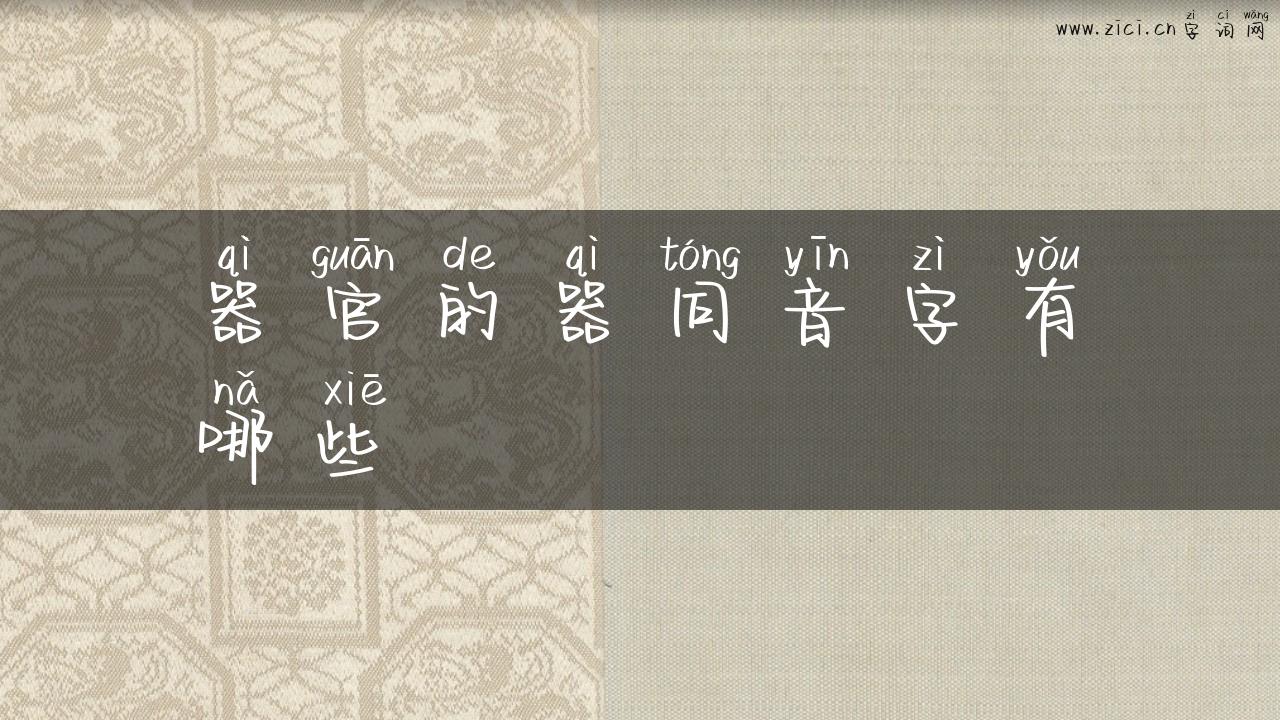 器官的器同音字有哪些