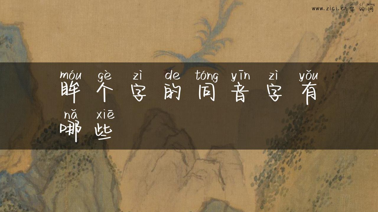眸个字的同音字有哪些