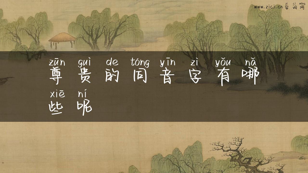 尊贵的同音字有哪些呢