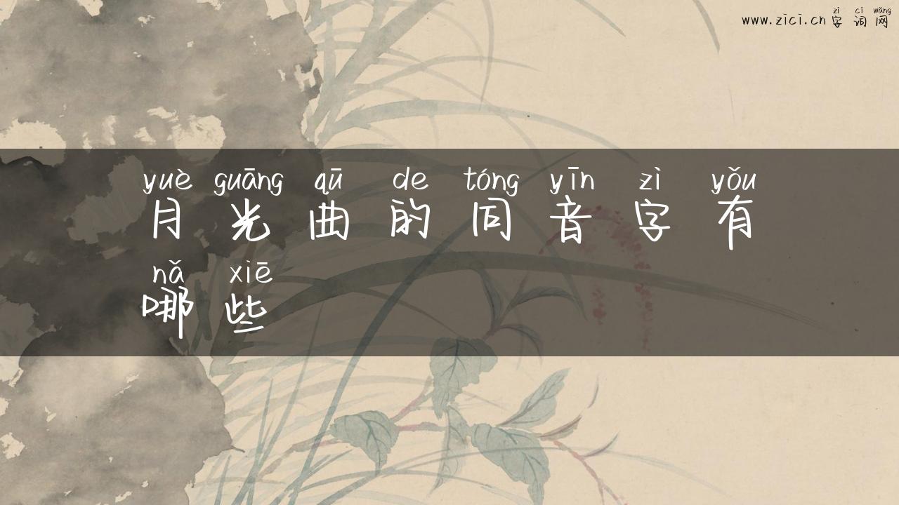 月光曲的同音字有哪些