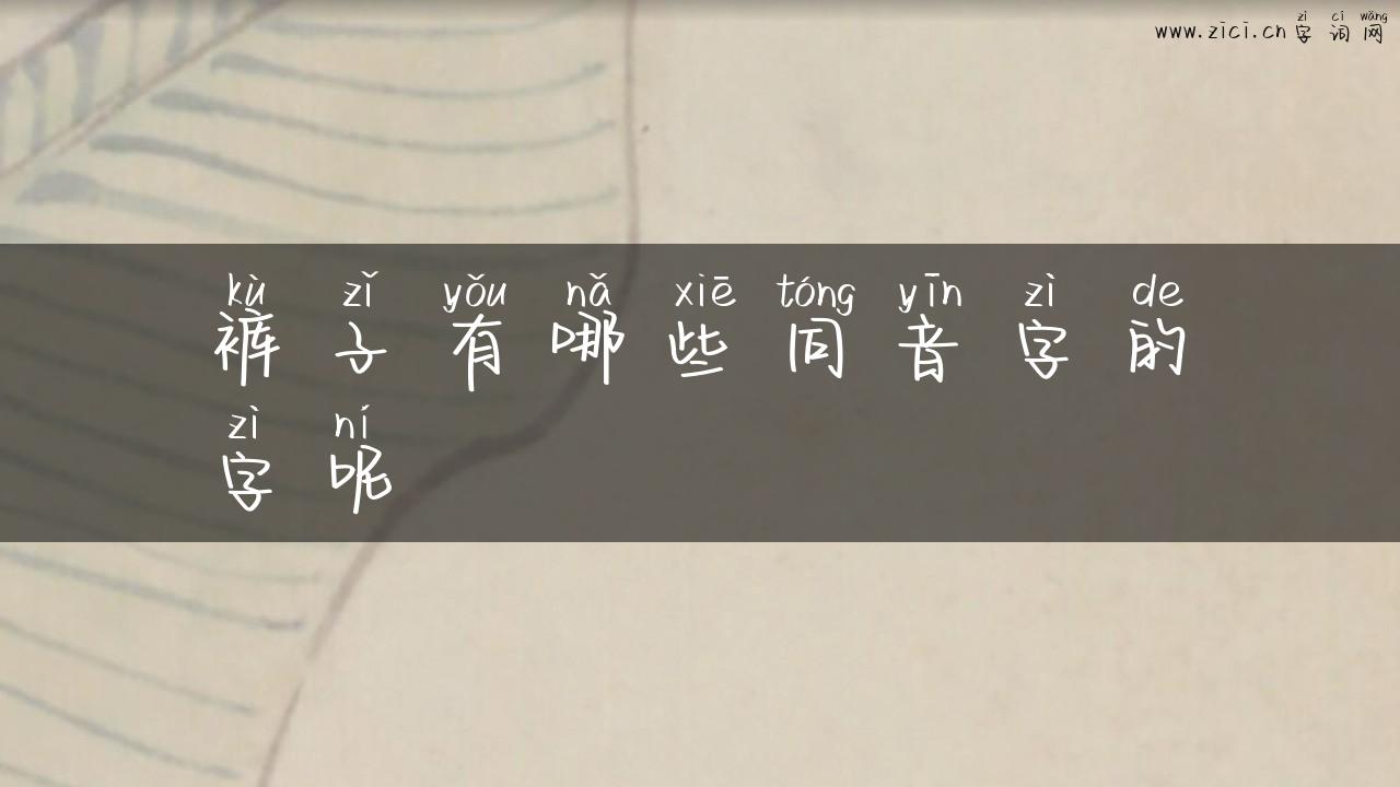 裤子有哪些同音字的字呢