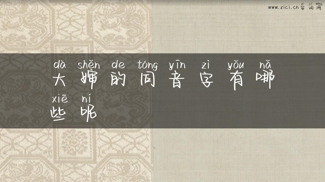 大婶的同音字有哪些呢