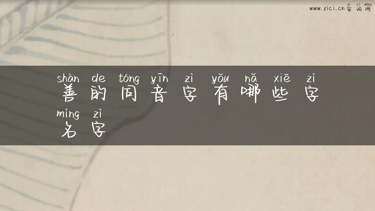 善的同音字有哪些字名字